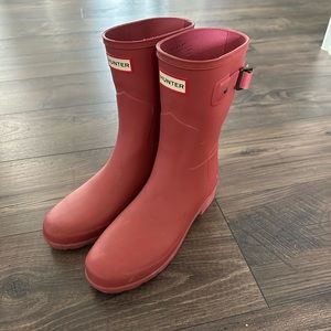 women’s pink hunter rain boots original size 8